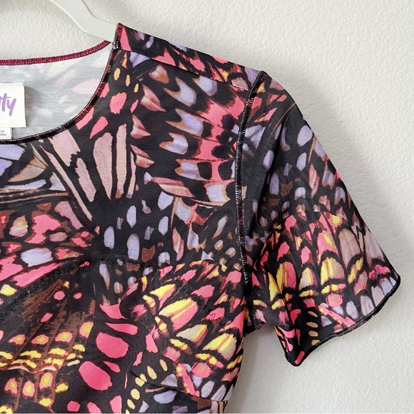 Yitty Shapewear Mesh Me Smoothing Midi Top Butterfly Print Size Large Cropped - Picture 7 of 13